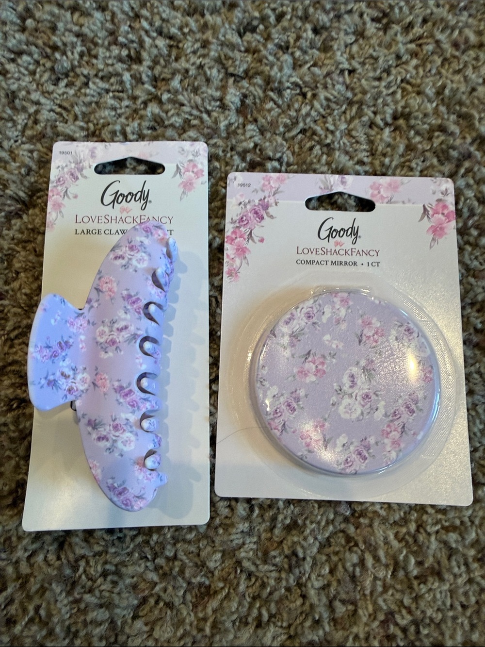 LoveShackFancy Lavender Floral Compact Mirror & Clip Set